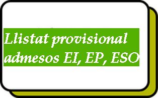 Puntació provisional. EI, EP, ESO, EE