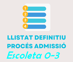 Llistat definitiu admesos . Escoleta 0-3